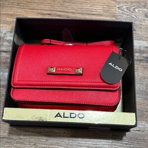 Aldo Bold Red Crossbody with Gold Accents With Gift Box